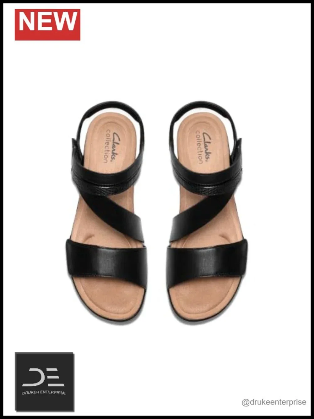 Clarks Women's Kacha Wave Low Wedge Sandals Adjustable Strap Leather